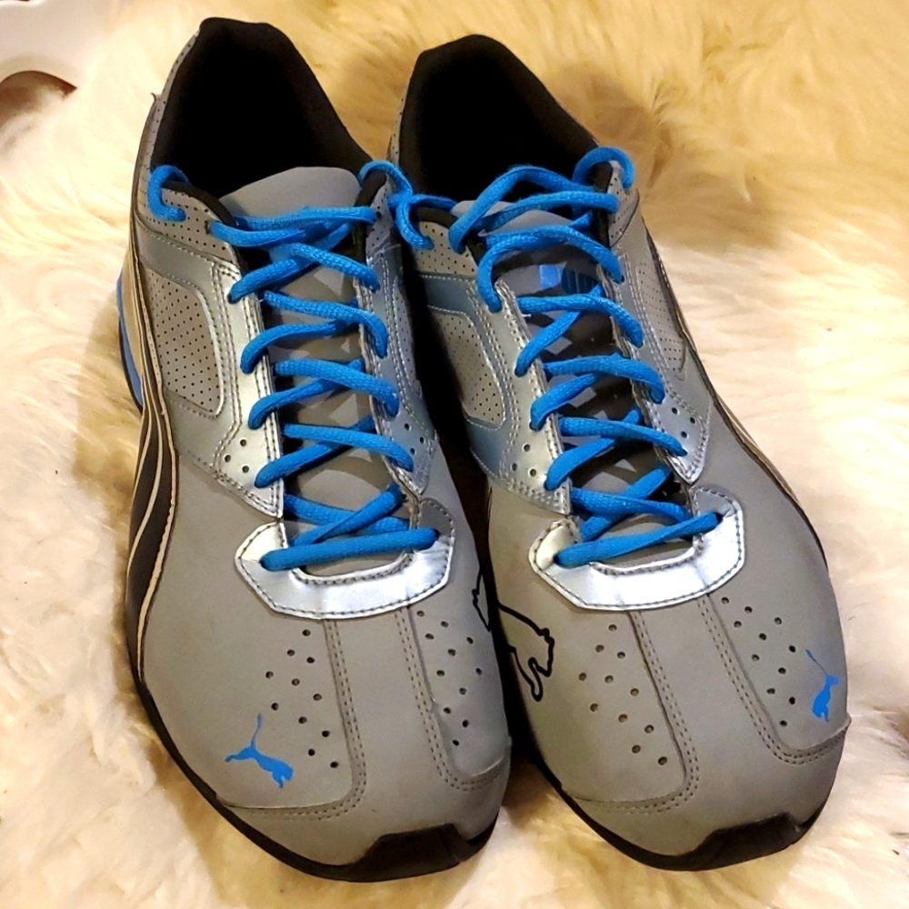 PUMA Tazon 5 Men's Blue/Gray Laced Running Shoes - Size 10 1/2